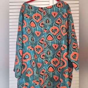 EUC BUYKUD 100% Linen Oversized Top Unique Boho 2x